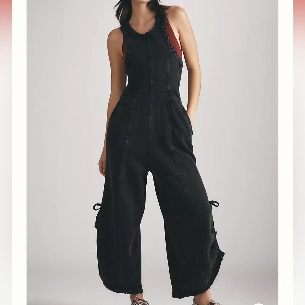 Anthropologie Daily Practice Wide Leg Black Jumpsuit - Small